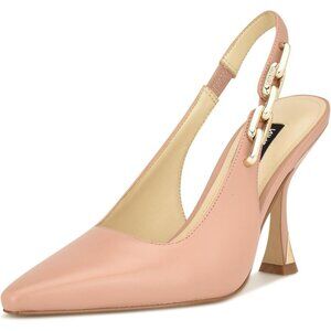 Nine West Womens Light Natural Leather Closed Pointed Toe Sling Back Veroni Pump